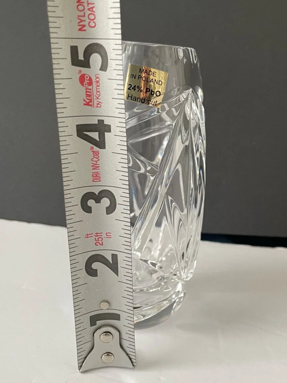 Vintage 24% Lead Crystal Bud Vase Made in Poland Hand Cut Clear Flower Vase 7